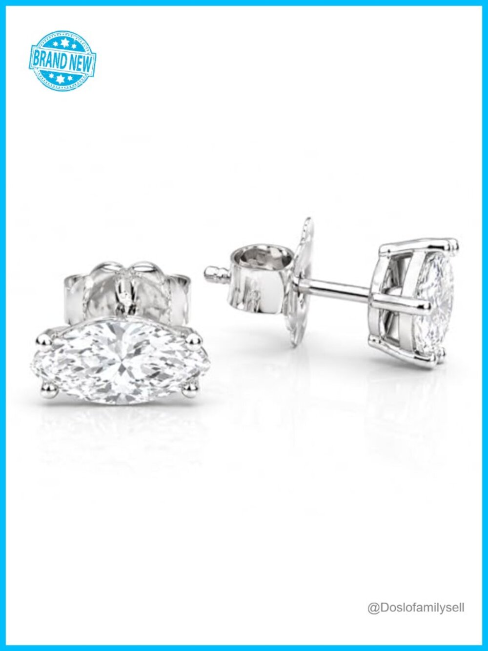 14K White Gold Lab Grown Diamond Marquise Stud Earrings 0.98 CTTW